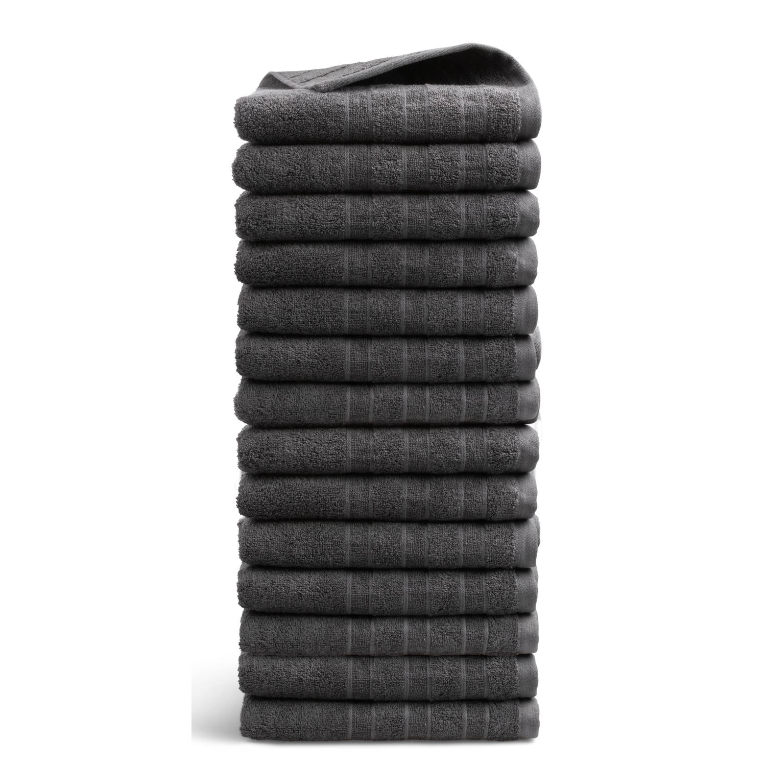 Luxe badtextiel - set van 14 - handdoeken 50x100 cm - antraciet