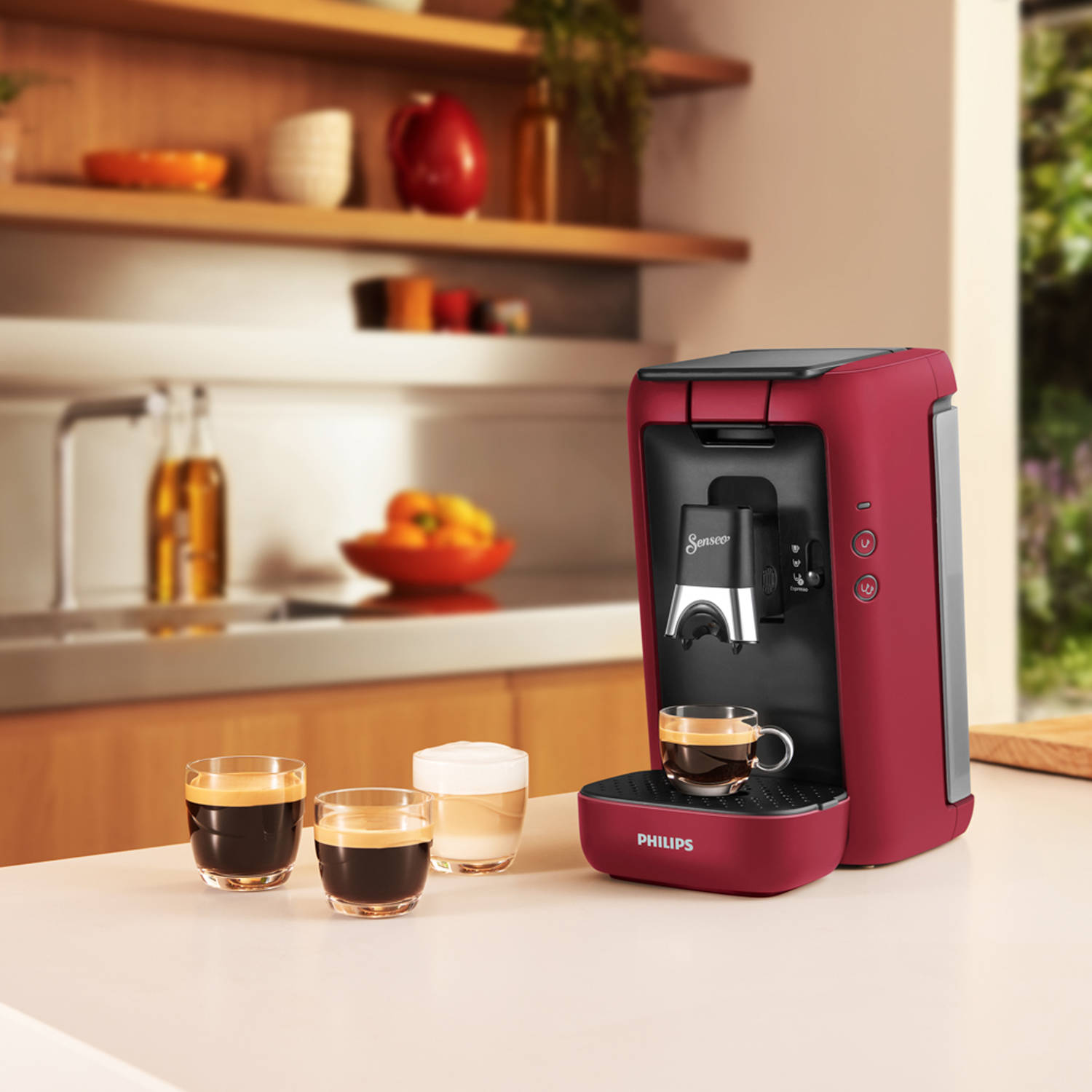 Senseo koffiepadmachine - rood | Blokker