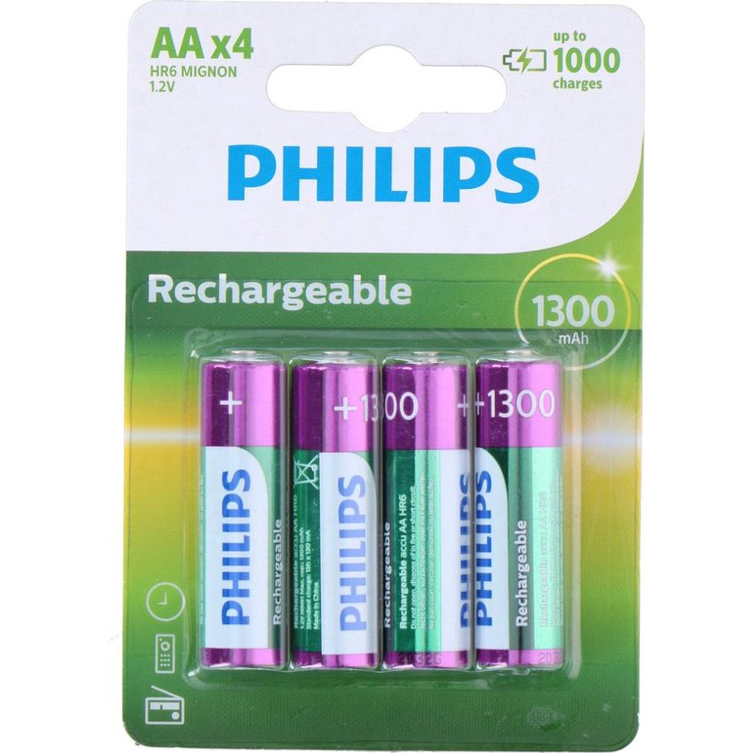Philips AA Oplaadbare Batterijen - 8 stuks 1300mah