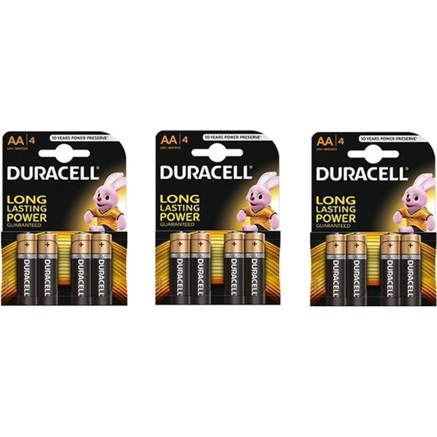 12 Stuks (3 Blisters A 4st) Duracell Basic Lr6-Aa-R6-Mn 1500 1.5v Alkaline Batterij