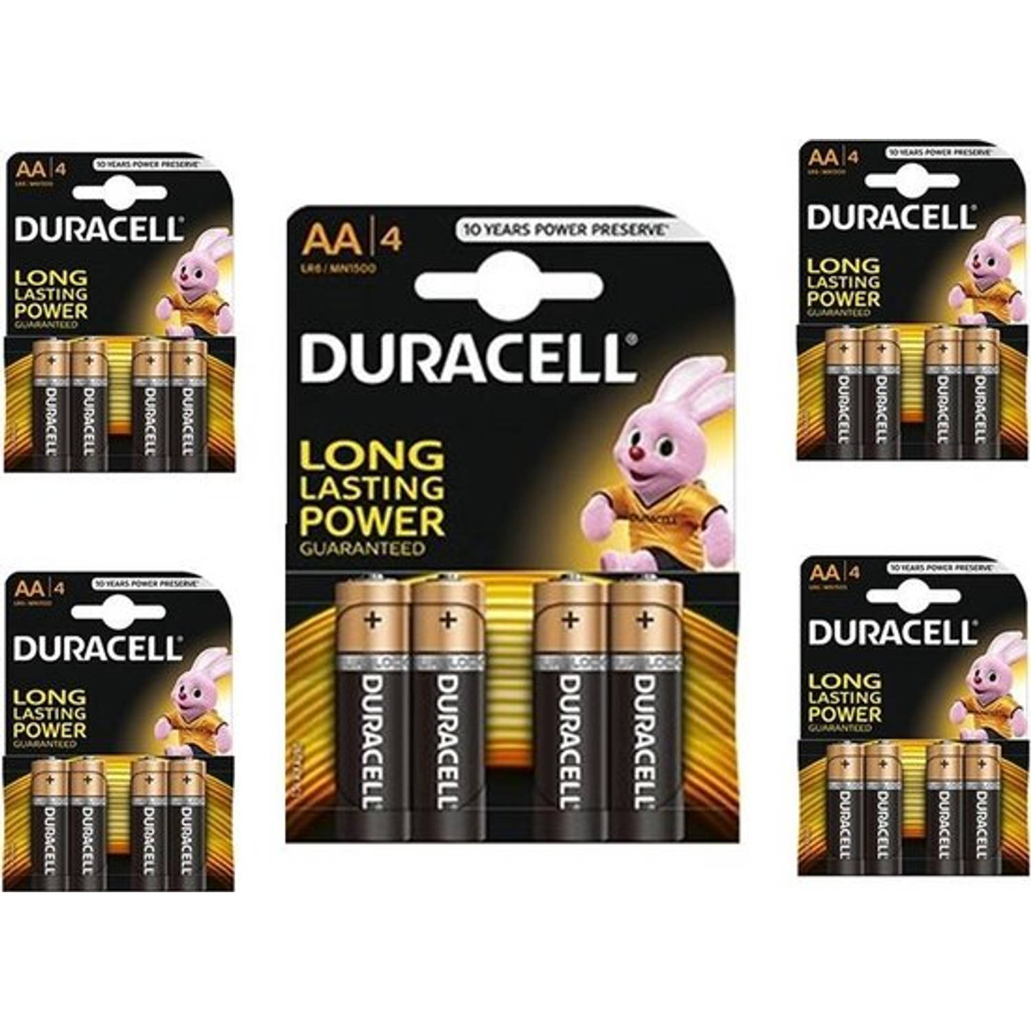 20 Stuks (5 Blisters A 4st) Duracell Basic Lr6-Aa-R6-Mn 1500 1.5v Alkaline Batterij