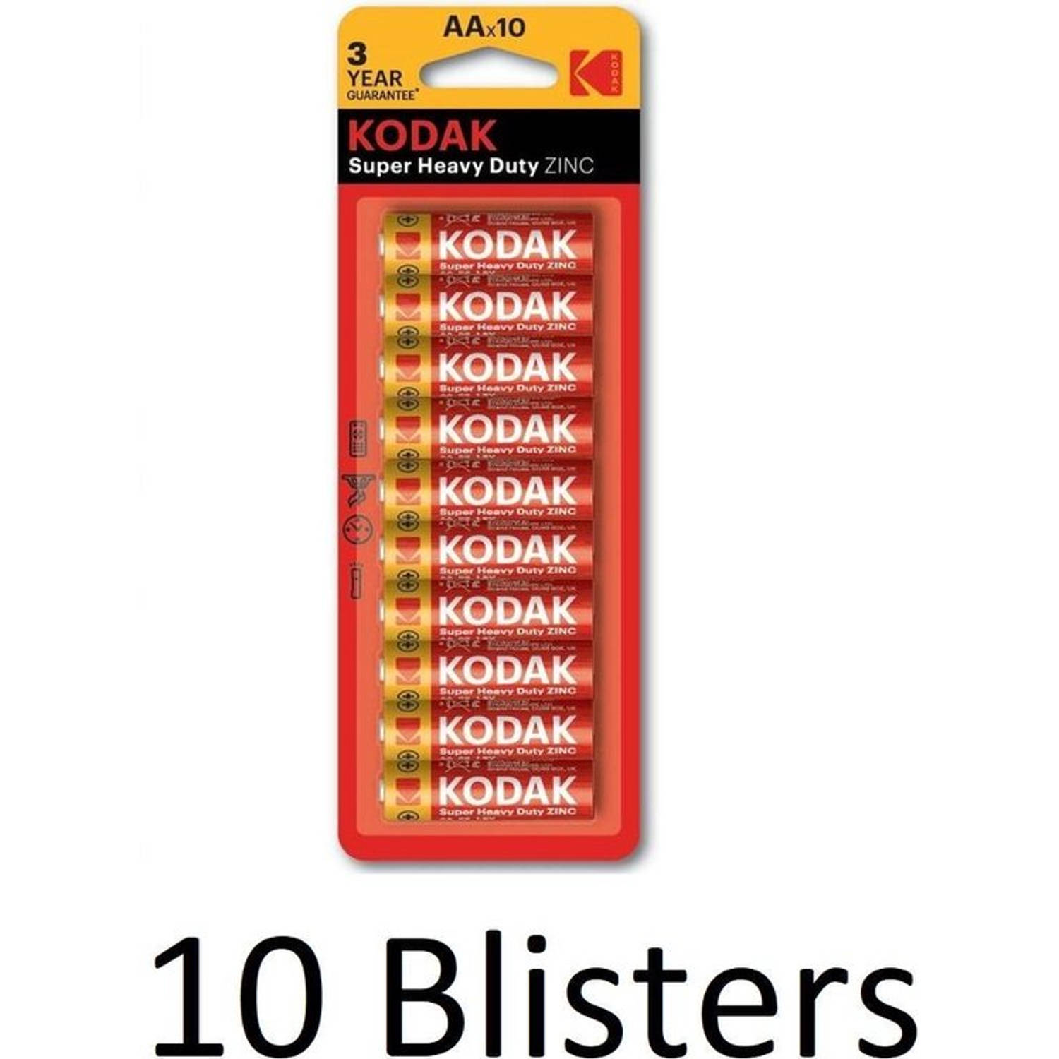 100 Stuks (10 Blisters a 10 st) Kodak ZINC super heavy duty AA