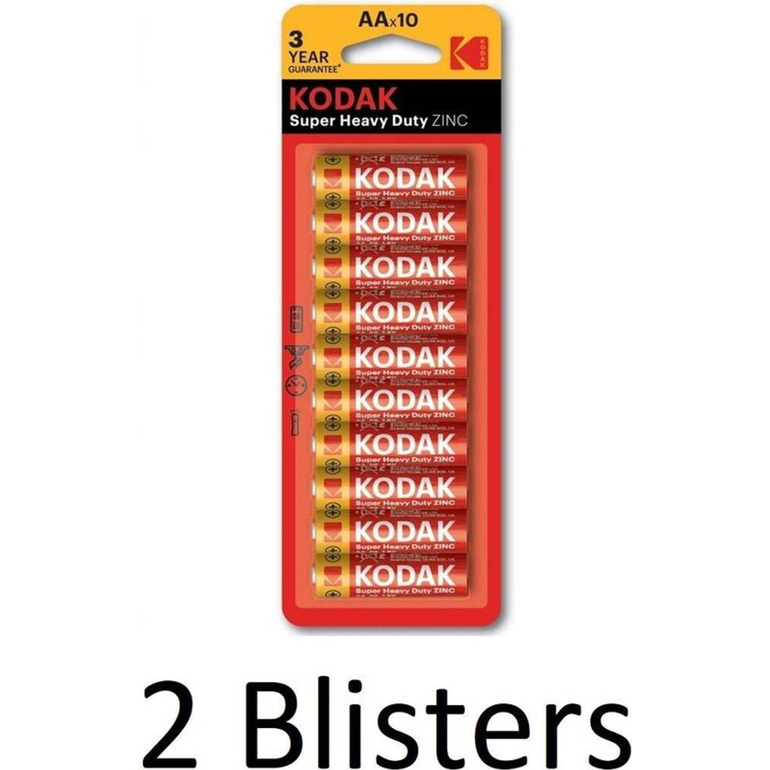 20 Stuks (2 Blisters a 10 st) Kodak ZINC super heavy duty AA