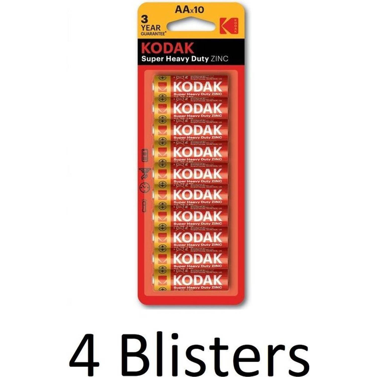 40 Stuks (4 Blisters a 10 st) Kodak ZINC super heavy duty AA