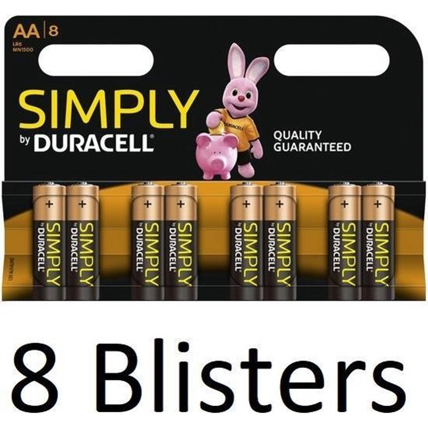 64 Stuks (8 Blisters a 8 st) Duracell AA Simply Batterijen