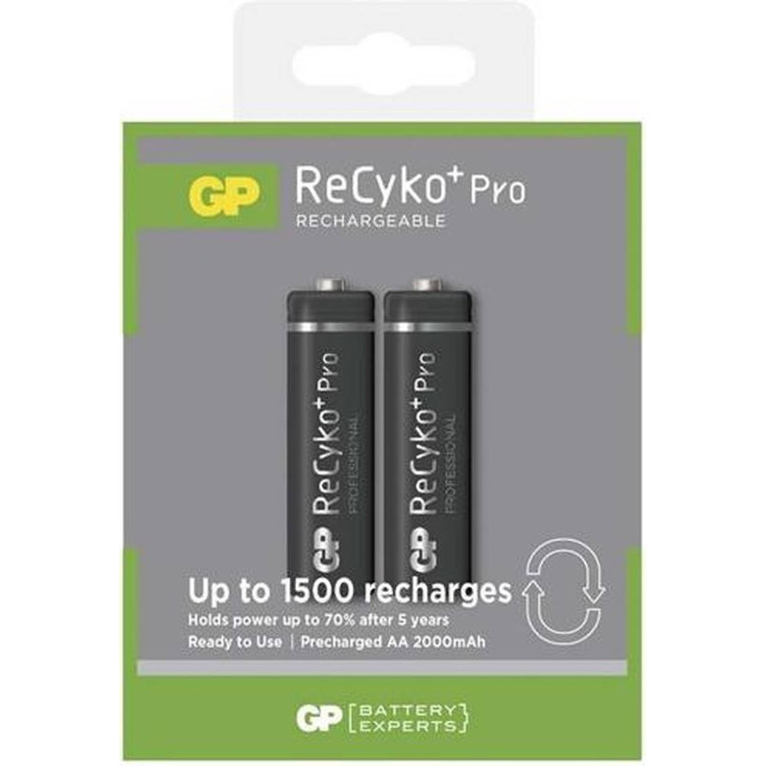 2 Stuks - Duo GP R6/AA ReCyko+ PRO 2000mAh 1.2V NiMH Oplaadbare Batterijen