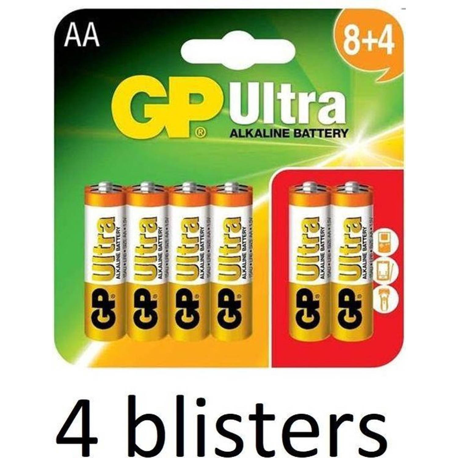48 Stuks(4 Blister A 12 St) Gp Ultra Aa Alkaline