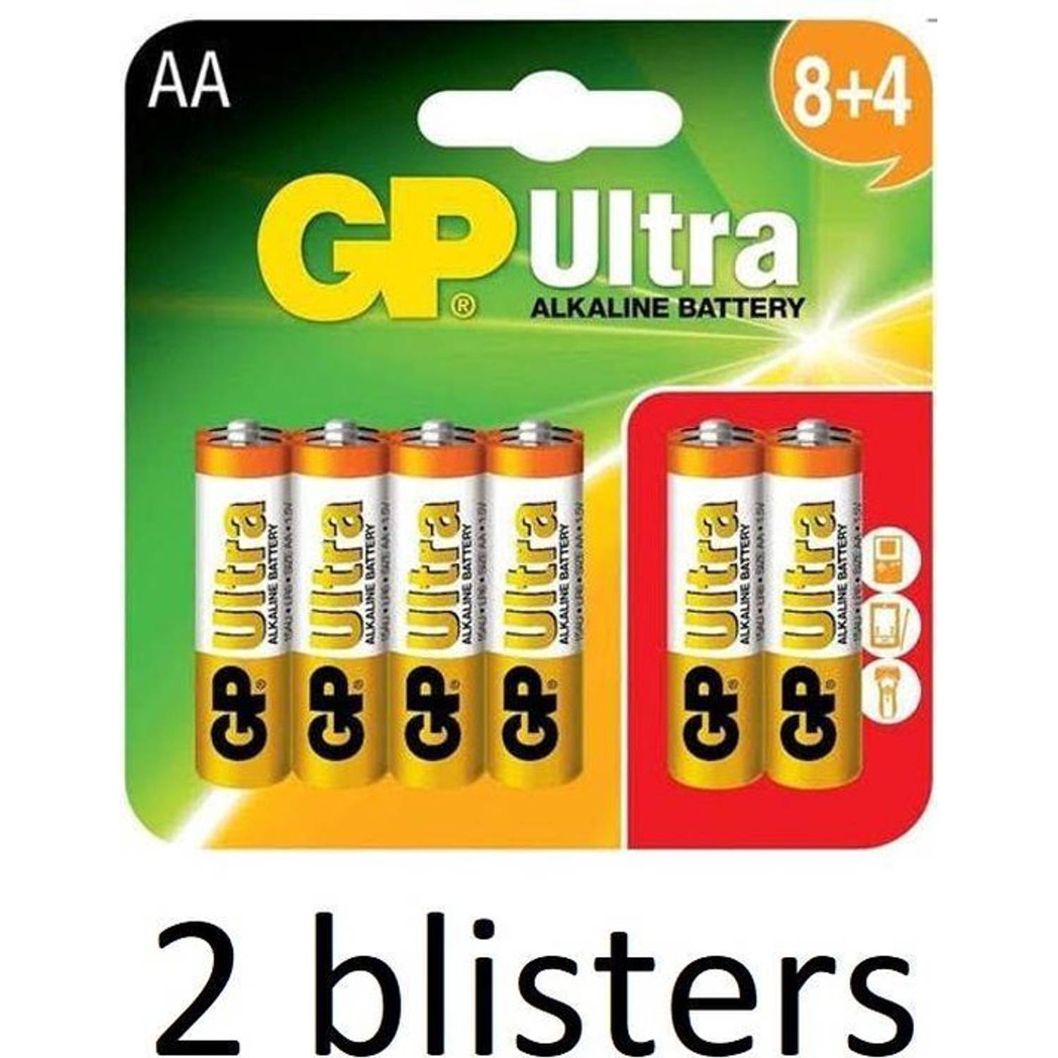 24 Stuks(2 Blister A 12 St) Gp Ultra Aa Alkaline