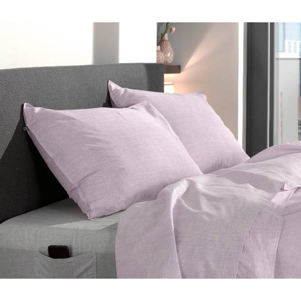 Zo Home Lino Kussensloop Linnen Look - grey lilac 60x70cm