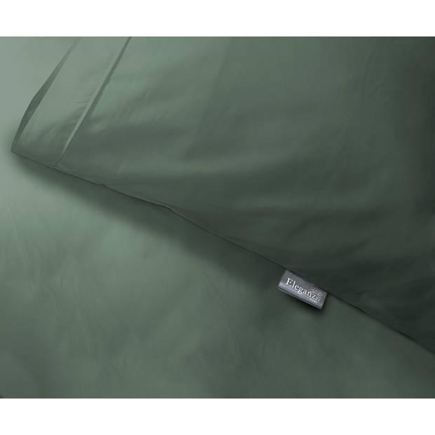 Elegance Dekbedovertrek Uni Percal Katoen Met Bies - grenat green 260x200/220cm