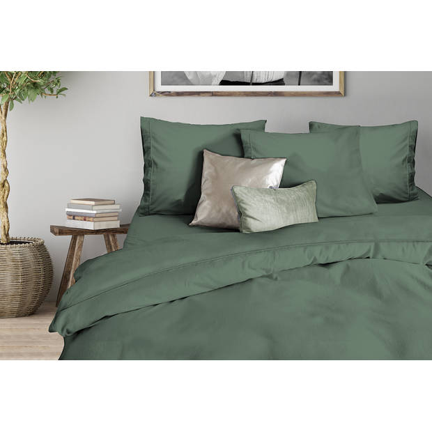 Eleganzzz Dekbedovertrek Uni Percal Katoen Met Bies - grenat green 260x200/220cm