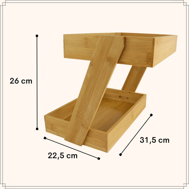 OTIX Serveertoren - Etagere - Bamboe - 2 Laags Hout - 31.5x22.5x26cm - Etagères