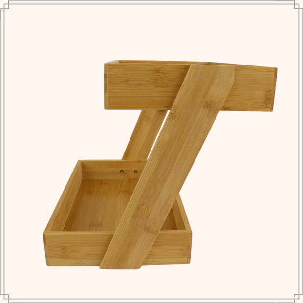 OTIX Serveertoren - Etagere - Bamboe - 2 Laags Hout - 31.5x22.5x26cm - Etagères