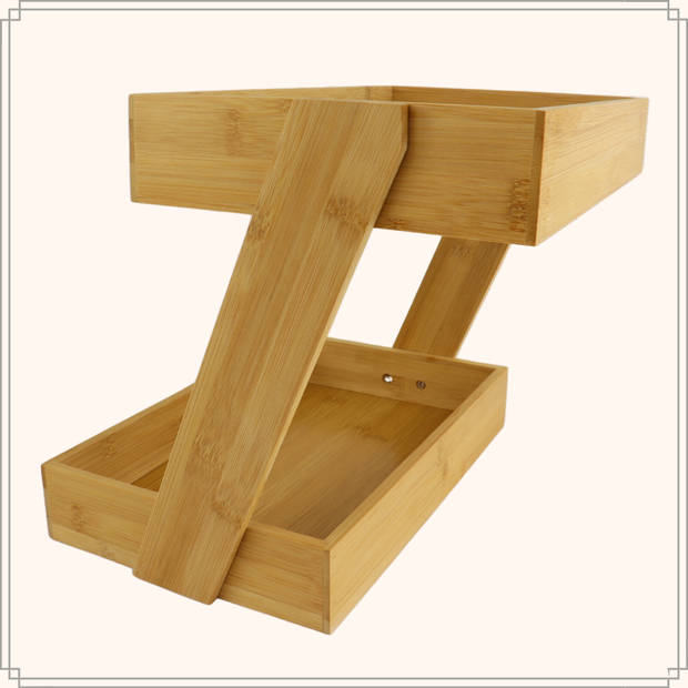 OTIX Serveertoren - Etagere - Bamboe - 2 Laags Hout - 31.5x22.5x26cm - Etagères