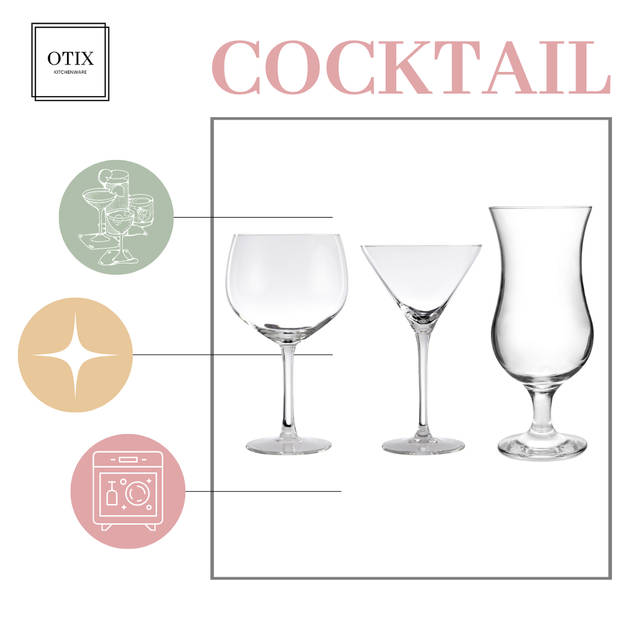 OTIX Cocktail Glazen - Ginglazen - Martiniglazen - Pina Colada - Set van 12