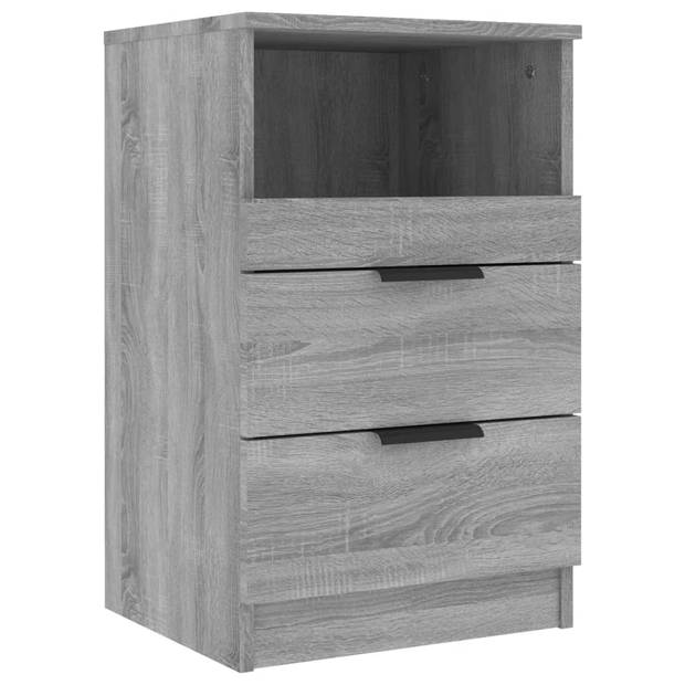 The Living Store Bedkast - Grijs Sonoma Eiken - 40 x 36 x 65 cm