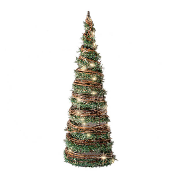 Set van 2x stuks kerstverlichting figuren Led kegels kerstboom rotan kegels 60 cm met 40 lampjes - kerstverlichting figu