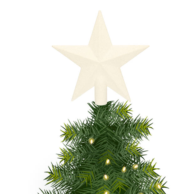 Kunststof piek kerst ster wit met glitters H19 cm - kerstboompieken