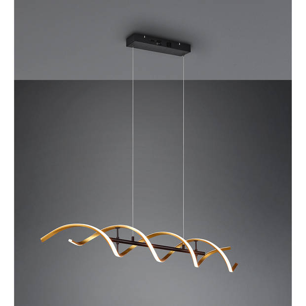 LED Hanglamp - Hangverlichting - Trion Sarina - 45W - Aanpasbare Kleur - Dimbaar - Rechthoek - Mat Goud - Aluminium