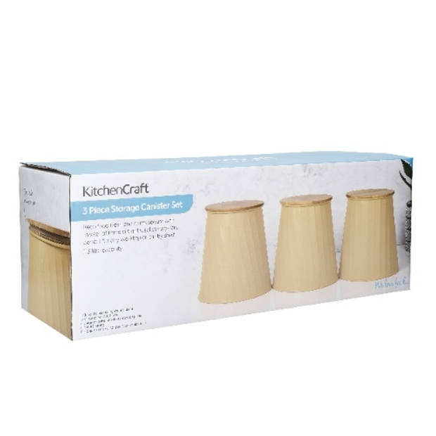 KitchenCraft - Voorraadbussen, Set van 3 Stuks, 1.3 L, Geel - KitchenCraft