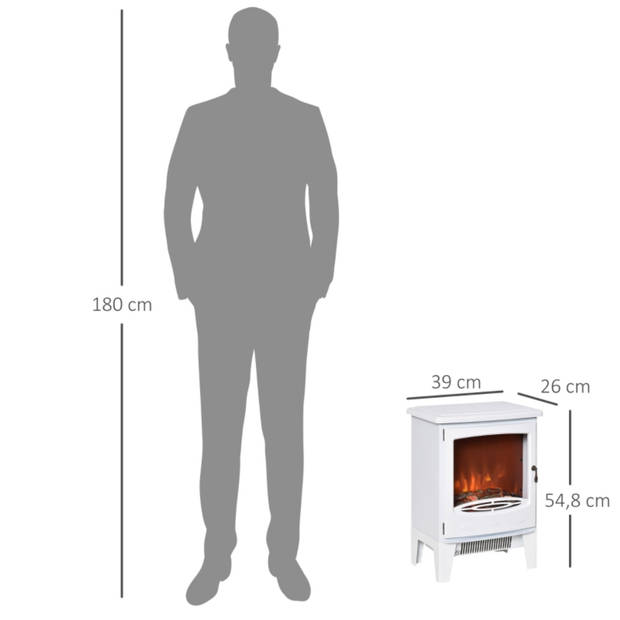 Elektrische kachel - Haard - Sfeerhaard - Elektrische verwarming - Verwarming - Thermostaat - 1800 W - Wit