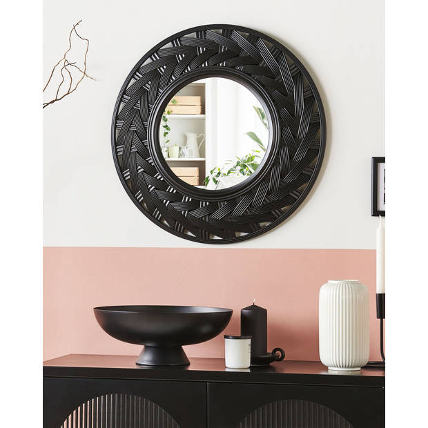 Beliani TIERGA - Decoratieve Spiegel-Zwart-Synthetisch materiaal, Glas