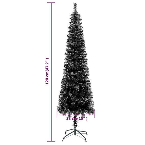 The Living Store Smalle Kerstboom - 120 cm - PVC en staal - Zwart