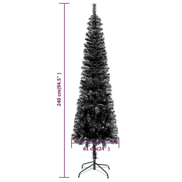 The Living Store Kerstboom Versiering - Smalle PVC Boom - 240 cm Hoog - Zwart