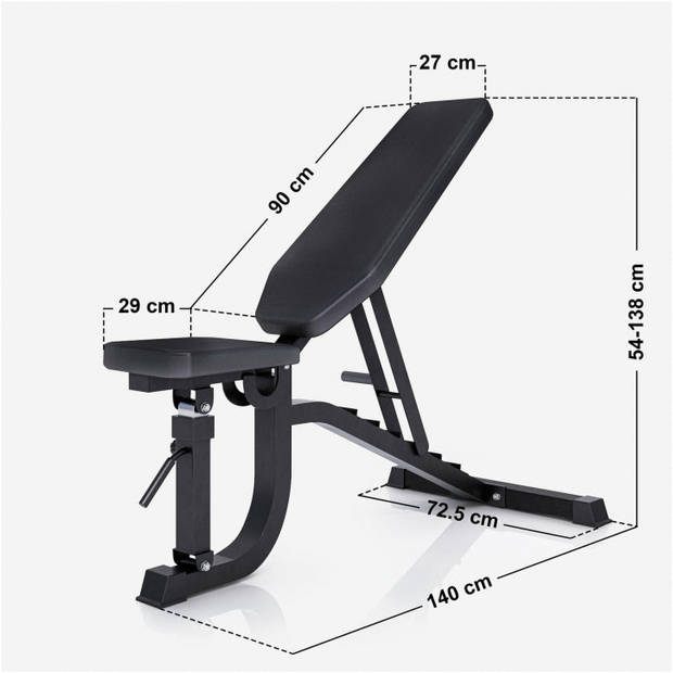 Gorilla Sports Professionele Fitnessbank - Incline - Verstelbaar - Belastbaar tot 1450 kg