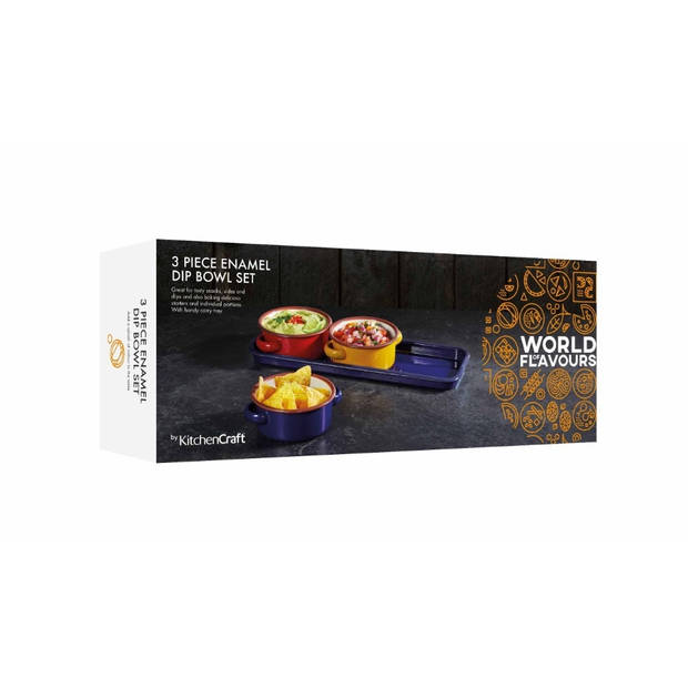 Emaille Serveerschaaltjes, Set van 3 Stuks, 11 cm, 0.35 L - KitchenCraft World of Flavours