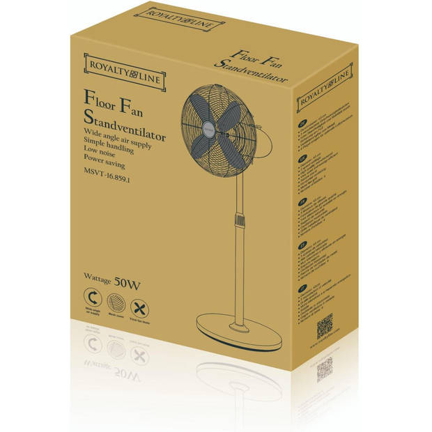 Royalty Line - Staande ventilator - statiefventilator - 50W - geen geruisend geluid