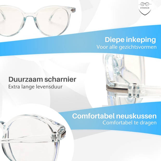 LC Eyewear Computerbril - Blauw Licht Bril - Blue Light Glasses - Beeldschermbril - Unisex - Transparant Blauw