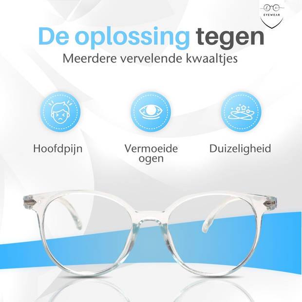 LC Eyewear Computerbril - Blauw Licht Bril - Blue Light Glasses - Beeldschermbril - Unisex - Transparant Blauw