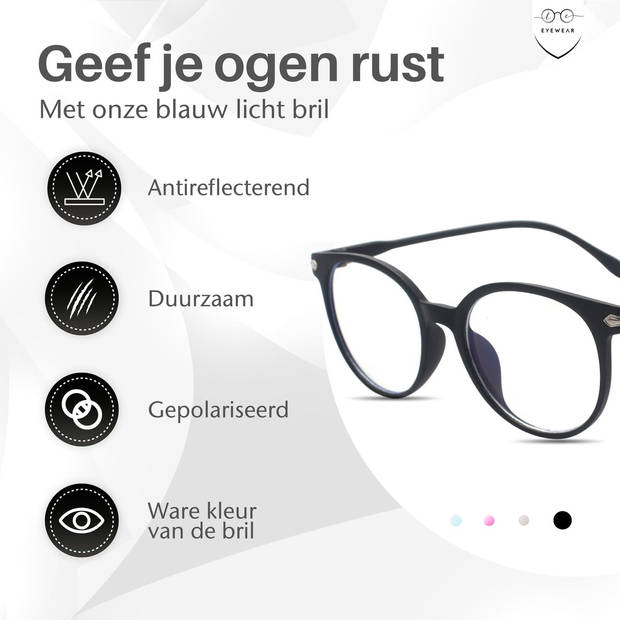 LC Eyewear Computerbril - Blauw Licht Bril - Blue Light Glasses - Beeldschermbril - Unisex - Mat Zwart