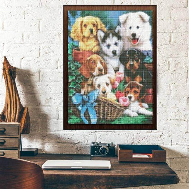 Rubye Diamond Painting Volwassenen & Kinderen - Schattige Puppy's - 30x40cm