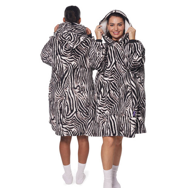 Homie Hoodie - Oversized hoodie - Hoodie Deken - Plaid met mouwen - Unisex - Eén maat - Zebra