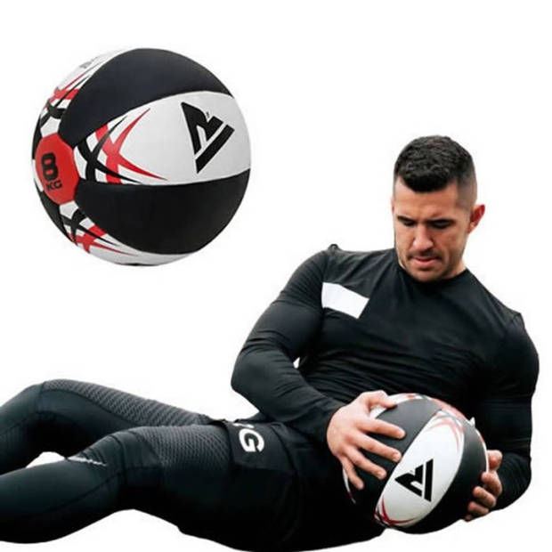 RDX Sports Km Medicine Ball - 12KG - Zwart, Wit, Rood