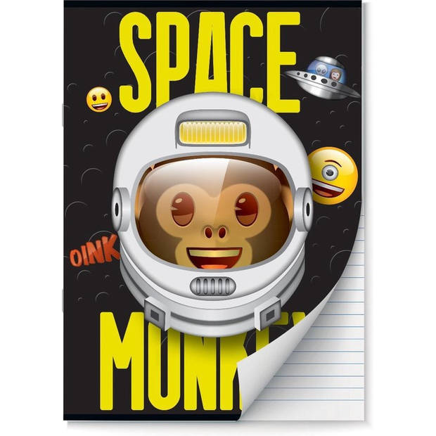 Emoji Space Monkey - Schoolpakket - kaftpapier en schriften