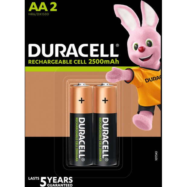 8 Stuks (4 Blisters a 2 st) Duracell AA Oplaadbare Batterijen - 2500 mAh