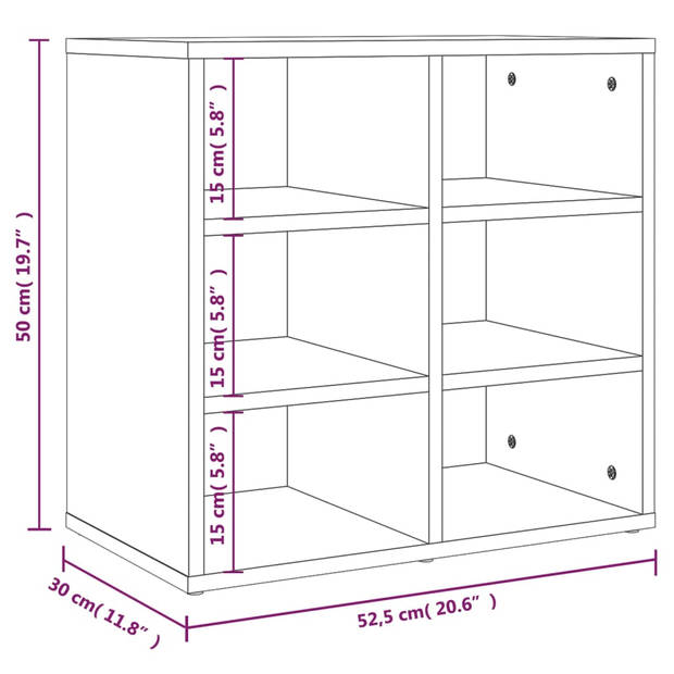 The Living Store Schoenenkast - Trendy - Opbergmeubel - 52.5 x 30 x 50 cm - Zwart