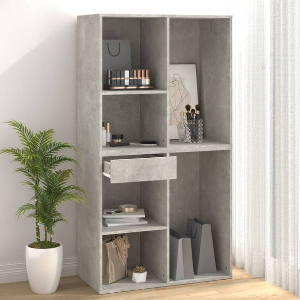 The Living Store Cosmeticakast - Betongrijs - 80 x 40 x 75 cm - Bewerkt hout