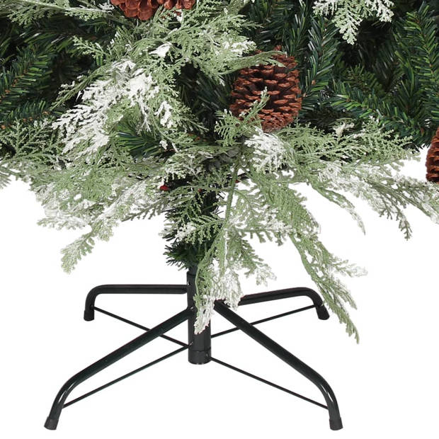 The Living Store Kerstboom - Scharnierend - 150 cm hoog - Groen en wit - PVC/PE/staal - Ø90 cm - 327 PVC/164 PE