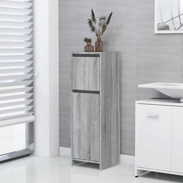 The Living Store Badkaast - Toiletkast - 30x30x95 cm - grijs sonoma eiken