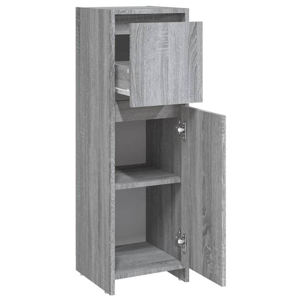 vidaXL Badkamerkast 30x30x95 cm bewerkt hout grijs sonoma eikenkleurig