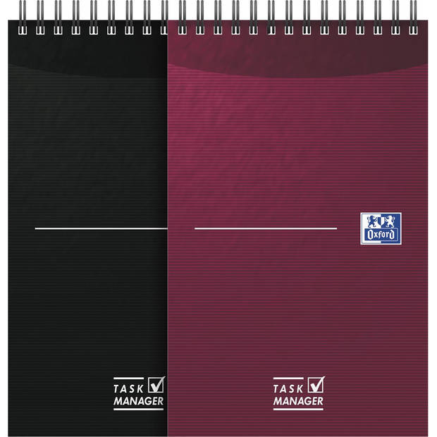 Oxford Office Essentials taskmanager, 140 bladzijden, ft 12,5 x 20 cm, geassorteerde kleuren 5 stuks