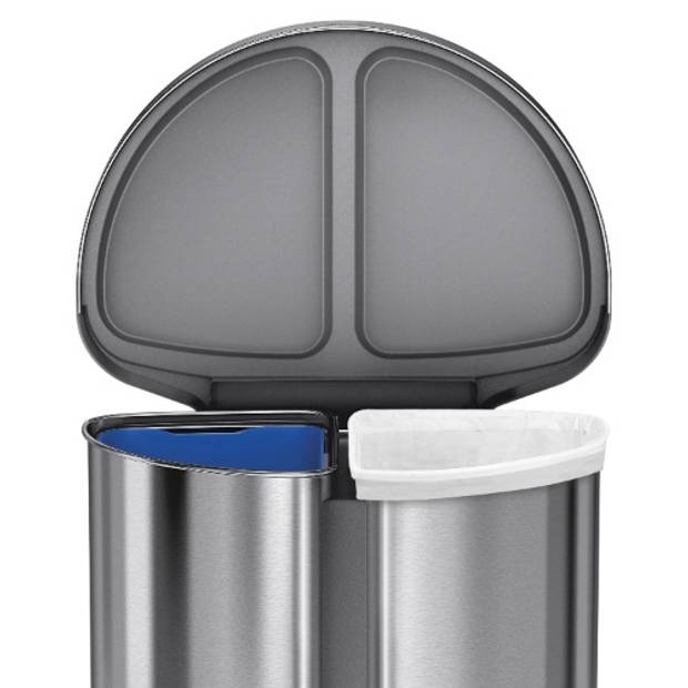 Simplehuman - Liner Pocket Afvalemmer,Half Rond, Recycler, 23+33 L, Zilver - Simplehuman