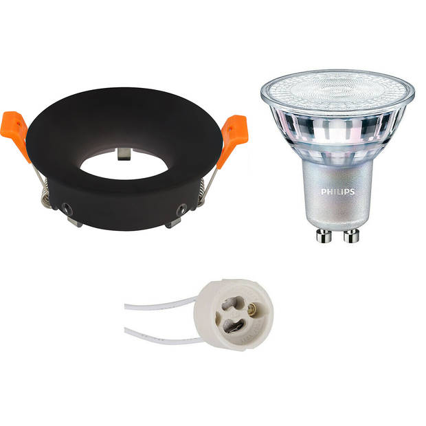 LED Spot Set - GU10 Fitting - Inbouw Rond - Mat Zwart - Ø85mm - Philips - MASTER 927 36D VLE - 4.9W - Warm Wit