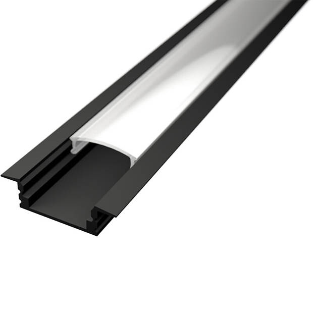 LED Strip Profiel - Velvalux Profi - Zwart Aluminium - 1 Meter - 24.7x7mm - Inbouw