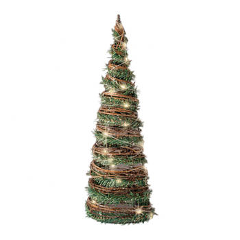 Kerstverlichting figuren Led kegel kerstboom rotan lamp 60 cm met 40 lampjes - kerstverlichting figuur