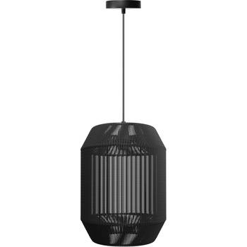 LED Hanglamp - Hangverlichting - Aigi Aly - E27 Fitting - Rond - Mat Zwart - Papier